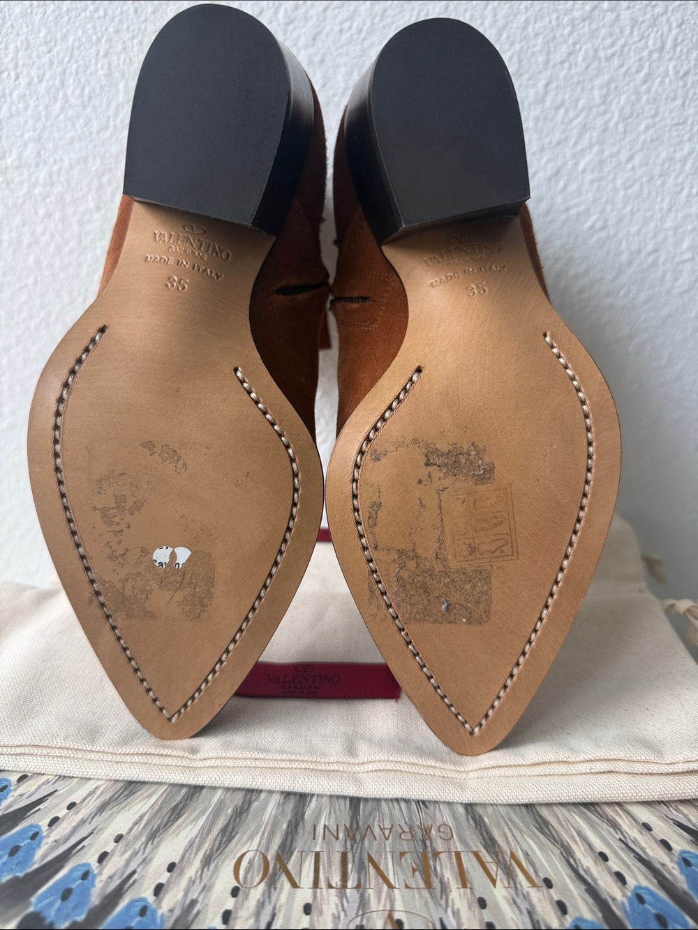 NWOT Authentic Valentino Garavani Brown Suede Studded Ankle Booties - Picture 6 of 7